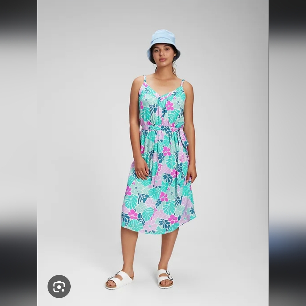 GAP Blue Pink Floral Midi Sundress for Casual Wear